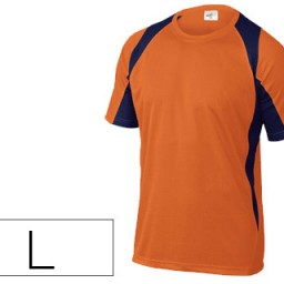 Camiseta manga corta cuello redondo color naranja-marino talla L